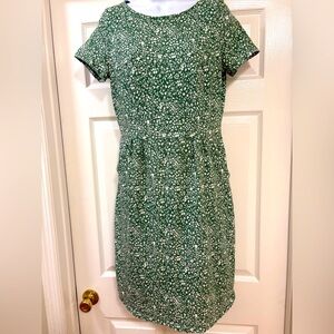 Boden Green and White Floral Dress with pockets